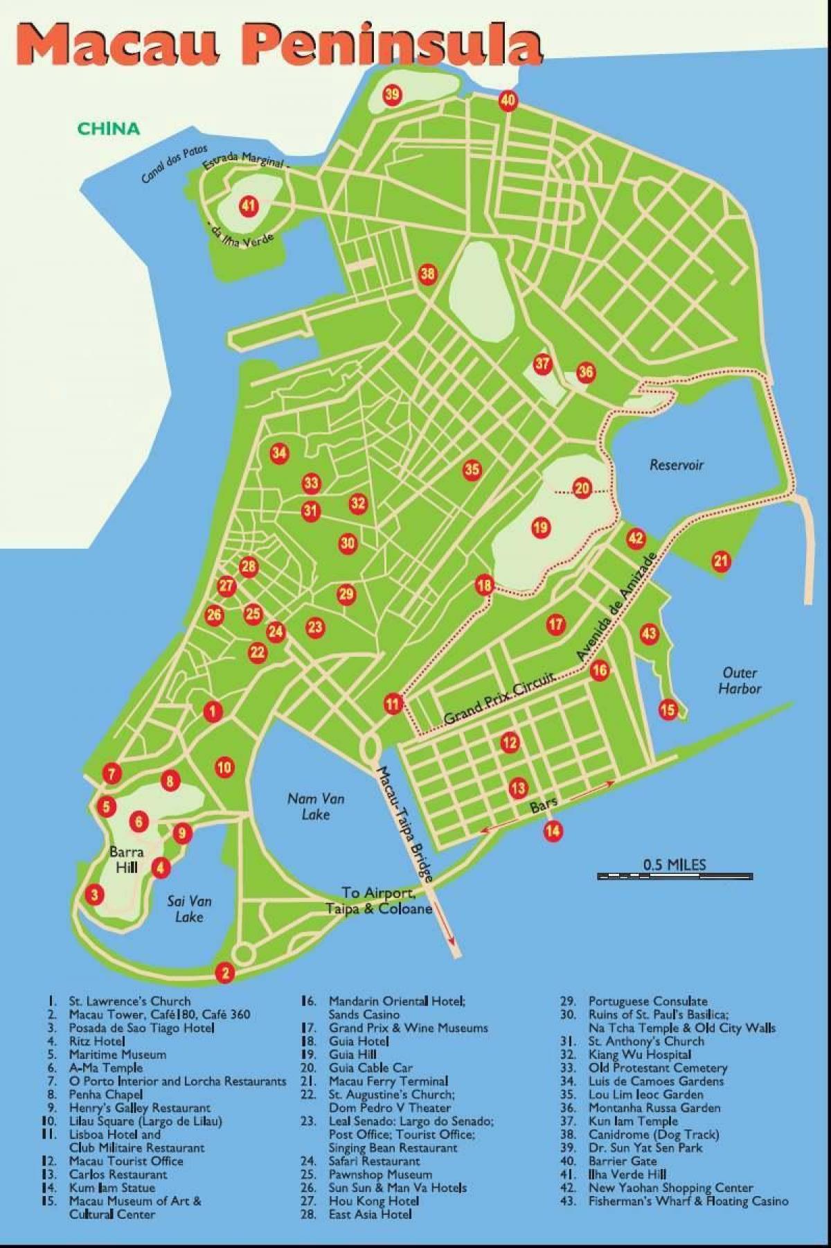 Macau-tempat wisata peta
