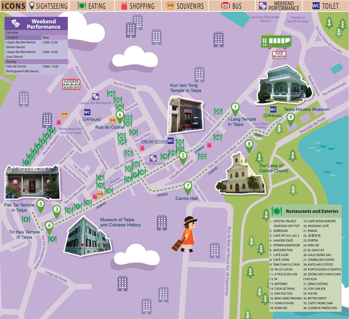 Macau free shuttle bus rute peta