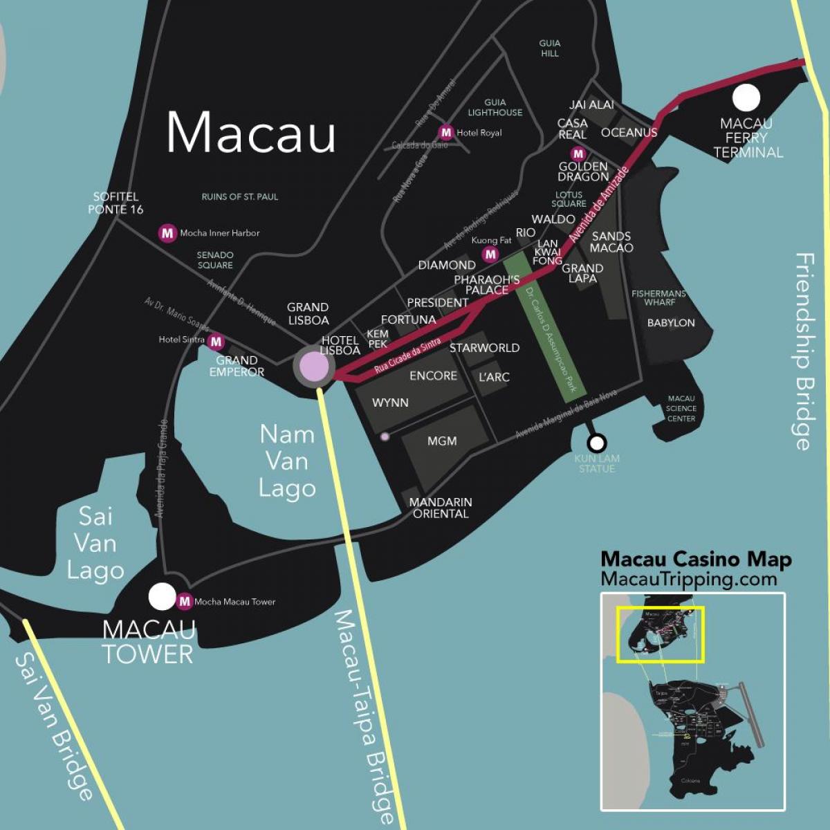 peta dari Macau Cina kasino